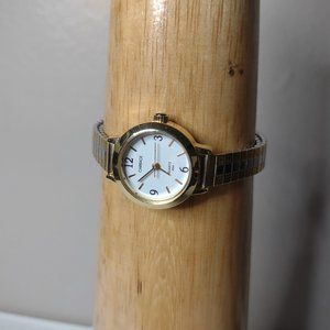 Two Tone Analog Carriage Stretch Watch